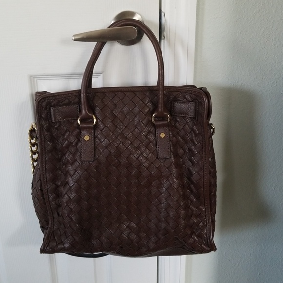 Michael Kors Hamilton Woven Mocha Purse - Picture 2 of 8